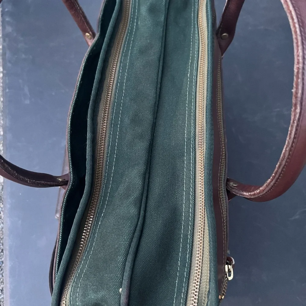 Orvis Men's Green and Brown Leather-Trim Canvas Travel Bag